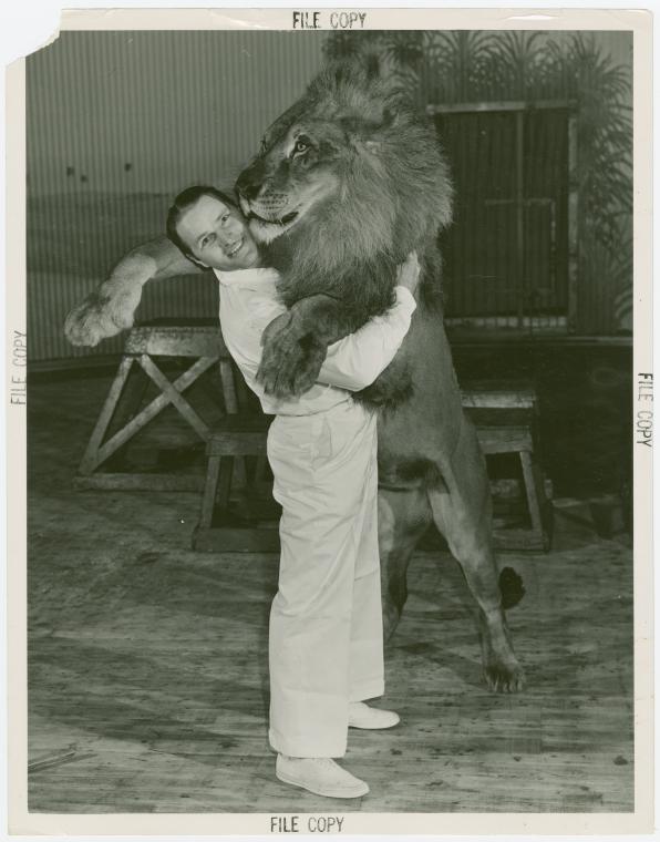 Man hugging Lion