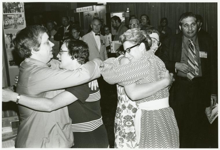 Famous women hugging librarians